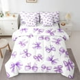 thumbnail image 1 of Feelyou Girly Purple Bowknot Bedding Comforter Set 7-Piece, Cartoon Princess Bowknot King Bedding Sets, Teen Boy Girl Kid Reversible Bed Sheets, Breathable Home Decor, 1 of 7
