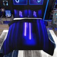 thumbnail image 1 of Feelyou Glitter Blue Lines Bedding Comforter Set for Kids, Neon Gradient Lightning Twin Comforter Sets, Modern Fashion Abstract Reversible Bedding Set, Microfiber Bedroom Decor, 2 Pieces, 1 of 8