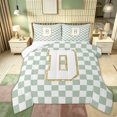 thumbnail image 1 of Feelyou Glitter Print Letter D Full Size Comforter Sets for Kids, Buffalo Checkered Bedding Sets for Bedroom, Green, Reversible, 3-Piece, 1 of 6