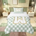 thumbnail image 1 of Feelyou Glitter Print Letter W Twin Comforter Sets for Kids, Fashion Buffalo Bedding Set, Green, Reversible, 2 Pieces, 1 of 6