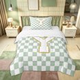 thumbnail image 1 of Feelyou Glitter Print Letter Y Twin Comforter Sets for Girls, Buffalo Checkered Bedding Set for Bedroom, Green, Reversible, 2-Piece, 1 of 6