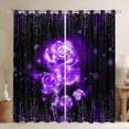 thumbnail image 1 of Feelyou Glitter Purple Rose Blackout Curtains Set of 2 (52x84 Each), Fashion Stripes Lines Window Curtains, Romantic Valentine's Day Curtains and Drapes, Blackout Curtains Home Decor, 1 of 6