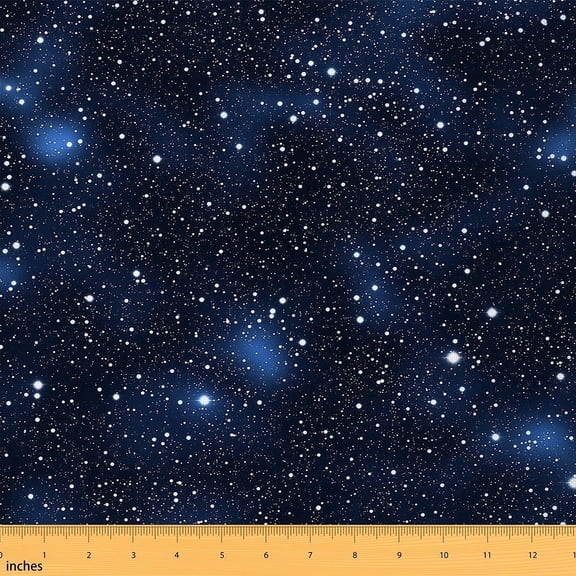 Feelyou Glitter Stars Print Fabric by the Yard 1 Yard for Teen, Mystic Starry Sky Room Decor Fabric by the Yard, Bling Galaxy Fabric for Sewing, Ultra Soft Home Decor