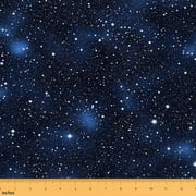 Feelyou Glitter Stars Print Fabric by the Yard 2 Yards for Teen, Mystic Starry Sky Sewing Fabric, Bling Galaxy Home Decor Fabric by the Yard, Ultra Soft Home Decor