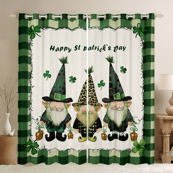 Feelyou Gnome Black Out Curtains, St. Patrick's Day Curtains Pack of 2 (42x63 Each)