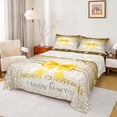 thumbnail image 1 of Feelyou Gold Bowknot Bed Sheets for Teens, Glitter Stars Sequin Print King Sheets, Merry Christmas Sheet Set, Lightweight Room Decor, 4pcs, 1 of 7