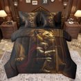 thumbnail image 1 of Feelyou Gold Lion Kids Bedding Comforter Set 7pcs, Retro Western Warrior Queen Bedding Sets, Mystic Wildlife Animal Reversible Queen Sheet Sets, Luxury Bedroom Decor, 1 of 7