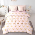thumbnail image 1 of Feelyou Gold Love Heart Twin Bedding Sets 7pcs, Pink Princess Bedding Comforter Set, 1 of 8