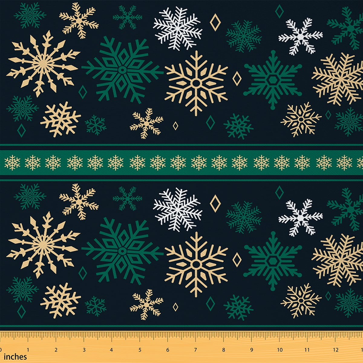 Feelyou Gold Snowflake Print Fabric by the Yard 2 Yards, Happy Christmas Room Decor Fabric by the Yard, Child Winter Festival Fabric for Sewing, Ultra Soft Home Decor