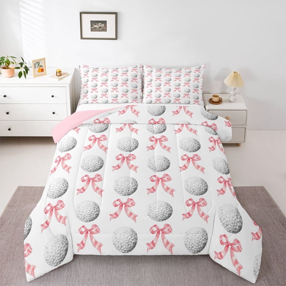 Feelyou Golf Game Sport Full Size Comforter Sets, Bow-tie Teen Kid Bedding Sets, 3pcs