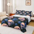 thumbnail image 1 of Feelyou Goth Skeleton Skull Twin Sheet Sets, Dreamy Blue Rose Twin Fitted Sheet, Couple Anniversary Theme Flat Sheet, Breathable Home Decor, 3 Pieces, 1 of 7