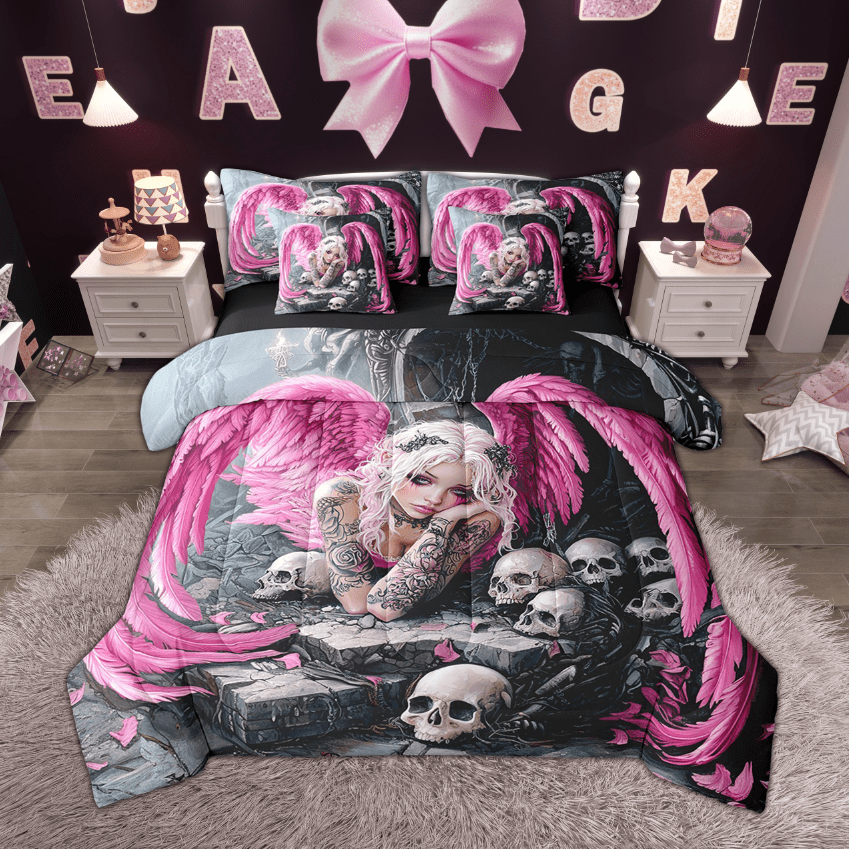 Feelyou Gothic Angel Twin Bedding Sets 7pcs, Japanese Anime Girl