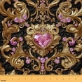 thumbnail image 1 of Feelyou Gothic Baroque Damask Fabric by the Yard 3 Yards, Vintage Flower Room Decor Fabric by the Yard, Diamond Love Heart Fabric for Sewing, Ultra Soft Home Decor, 1 of 6