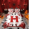 thumbnail image 1 of Feelyou Gothic Monogrammed H Bedding Comforter Set 7pcs, Horror Hand Print Queen Bedding Sets, Happy Halloween Reversible Queen Sheet Sets, Microfiber Bedroom Decor, 1 of 7