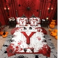 thumbnail image 1 of Feelyou Gothic Monogrammed Y Bedding Comforter Set 7 Pieces, Horror Hand Print Full Bedding Set, Happy Halloween Reversible Fitted Sheet Flat Sheet, Super Cozy Room Decor, 1 of 7