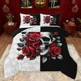 thumbnail image 1 of Feelyou Gothic Skull Teens Bedding Comforter Set, Valentine's Day Rose Twin Comforter Sets, Black Red Flower Reversible Bedding Set, Microfiber Bedroom Decor, 2-Piece, 1 of 9