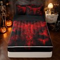 thumbnail image 1 of Feelyou Gothic Spooky Bat Zipper Queen Comforter Set with Fitted Sheet and 2 Pillowcases, Red Tribal Halloween Zipper Bedding Set, Black Reversible, 4 Pieces, 1 of 7
