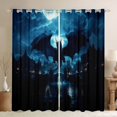 thumbnail image 1 of Feelyou Gothic Western Dragon Curtains Pack of 2 (42x84 Each) for Men Boys, Castle Animal Curtains Blackout, Black Blue, 1 of 6