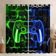 thumbnail image 1 of Feelyou Green Blue Gamepad Black Out Curtains for Teen, Video Games Controller Curtains Pack of 2 (42x63 Each), Neon Glowing Honeycomb Bedroom Curtains, Black Out Curtains Decor, 1 of 6