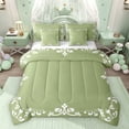 thumbnail image 1 of Feelyou Green Boho Damask Bedding Comforter Set 7pcs, Fashion Mandala Queen Bedding Sets, 1 of 8