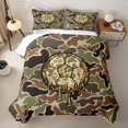 thumbnail image 1 of Feelyou Green Brown Drip Football Twin Quilt Set for Girls, Retro Rustic Camouflage Twin Coverlet Set, 2 Pieces, 1 of 7