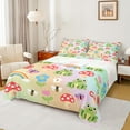 thumbnail image 1 of Feelyou Green Cute Frog Full Size Sheets for Teen, Kawaii Cartoon Mushroom Bed Sheets, Rainbow Flower Sheet Sets, Microfiber Bedroom Decor, 4pcs, 1 of 7