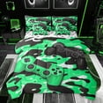 thumbnail image 1 of Feelyou Green Game Controller Bedding Comforter Set 7pcs, Fashion Camo Abstract King Bedding Sets, Cartoon Gamepad Theme Reversible Bed Sheets, Luxury Bedroom Decor, 1 of 9