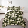 thumbnail image 1 of Feelyou Green Letter L Twin Comforter Sets, A-Z Monogrammed, Camo Bedding Set, 2pcs, 1 of 8
