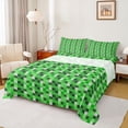 thumbnail image 1 of Feelyou Green Pixelate Miner Teens Bed Sheets, Retro Video Game King Sheets, 4pcs, 1 of 7