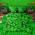 thumbnail image 1 of Feelyou Green Pixelate Miner Twin Bedding Sets 7pcs, Retro Square Abstract Comforter Set, 1 of 8