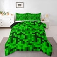 thumbnail image 1 of Feelyou Green Pixelate Miner Twin Comforter Sets, Retro Square Abstract Bedding Set, 2pcs, 1 of 8