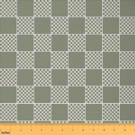 Feelyou Green Plaid Fabric by the Yard 2 Yards, Checkered Geometry Sewing Fabric, Chic Fashion Home Decor Fabric by the Yard, Microfiber Bedroom Decor