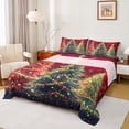 thumbnail image 1 of Feelyou Green Red Tree Bed Sheets, Bling Gold Stars King Sheets, Merry Christmas Sheet Set, Luxury Bedroom Decor,4 Pieces, 1 of 7