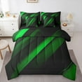 thumbnail image 1 of Feelyou Green Striped Geometric Twin Bedding Sets 7-Piece, Futuristic Abstract Bedding Comforter Set, Teen Child Kid Adult Reversible Sheet Sets, Lightweight Room Decor, 1 of 7