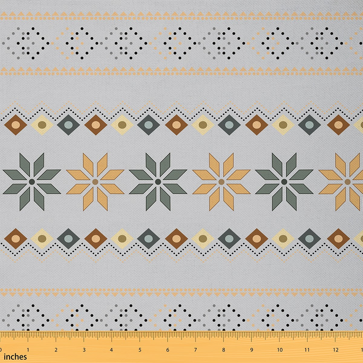 Feelyou Grey Aztec Fabric by the Yard 3 Yards for Teens, Boho Triangle ...