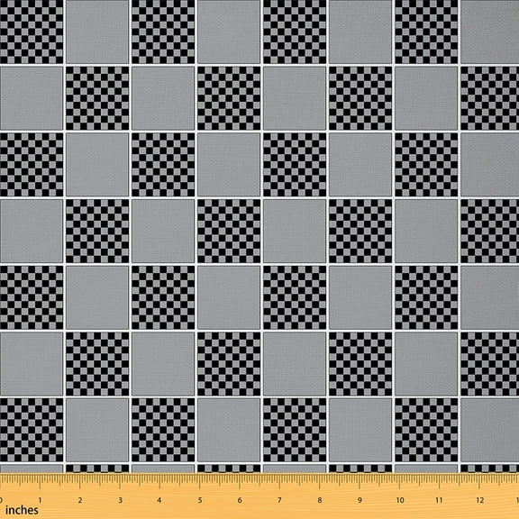 Feelyou Grey Black Geometric Fabric by the Yard 1 Yard, Stripes Abstract Room Decor Fabric by the Yard, Modern Fashion Fabric for Sewing, Luxury Bedroom Decor