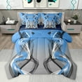 thumbnail image 1 of Feelyou Grey Blue Striped Bedding Comforter Set 7pcs, Fashion Abstract Stripes Queen Bedding Sets, Contemporary Lines Reversible Queen Sheet Sets, Ultra Soft Bedroom Decor, 1 of 8