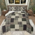 thumbnail image 1 of Feelyou Grey Buffalo Square Queen Comforter Set for Men, Patchwork Checkered Bedding Sets, Vintage Fashion Theme Reversible Bedding Comforter Set, Ultra Soft Bedroom Decor, 3-Piece, 1 of 8