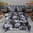 thumbnail image 1 of Feelyou Grey Camo Abstract Bedding Comforter Set 7pcs, Pixel Grid Miners Full Bedding Set, 1 of 8