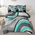 thumbnail image 1 of Feelyou Grey Cyan Abstract Ombre Bedding Comforter Set 7pcs, Square Circle Geometric Queen Bedding Sets, Teen Kid Child Adult Reversible Queen Sheet Sets, Lightweight Room Decor, 1 of 7