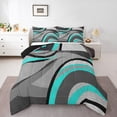 thumbnail image 1 of Feelyou Grey Cyan Abstract Ombre Bedding Comforter Set, Square Circle Geometric Twin Comforter Sets, Teen Kid Child Adult Reversible Bedding Set, Lightweight Room Decor, 2-Piece, 1 of 8