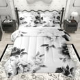 thumbnail image 1 of Feelyou Grey Fashion Flower Bedding Comforter Set 7 Pieces, Watercolor Floral Full Bedding Set, Teens Adult Women Girls Reversible Fitted Sheet Flat Sheet, Ultra Soft Bedroom Decor, 1 of 7