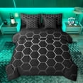 thumbnail image 1 of Feelyou Grey Honeycomb Bedding Comforter Set 7 Pieces, Modern Lines Ombre Full Bedding Set, 1 of 8