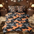thumbnail image 1 of Feelyou Grey Orange Camouflage Twin Bedding Sets 7pcs, Camo Abstract Bedding Comforter Set, 1 of 8