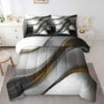 thumbnail image 1 of Feelyou Grey Orange Stripes Twin Bedding Sets 7-Piece for Adult, Chic Abstract Ombre Bedding Comforter Set, Modern Geometric Reversible Sheet Sets, Lightweight Room Decor, 1 of 7