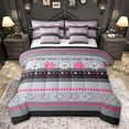 thumbnail image 1 of Feelyou Grey Pink Aztec Bedding Comforter Set 7 Pieces, Boho Rustic Triangle Full Bedding Set, Western Old Fashion Reversible Fitted Sheet Flat Sheet, Super Cozy Room Decor, 1 of 8
