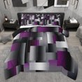 thumbnail image 1 of Feelyou Grey Purple Square Full Size Comforter Sets, Retro Abstract Bedding Sets, 3pcs, 1 of 8
