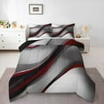 thumbnail image 1 of Feelyou Grey Red Stripes Queen Comforter Set for Adult, Chic Abstract Ombre Bedding Sets, Modern Geometric Reversible Bedding Comforter Set, Super Cozy Room Decor, 3-Piece, 1 of 8