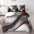 thumbnail image 1 of Feelyou Grey Red Stripes Twin Bedding Sets 7-Piece for Adult, Chic Abstract Ombre Bedding Comforter Set, Modern Geometric Reversible Sheet Sets, Super Cozy Room Decor, 1 of 7