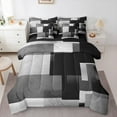 thumbnail image 1 of Feelyou Grey Square Geometric Bedding Comforter Set 7-Piece, Vintage Artwork Abstract King Bedding Sets, Chic Rectangle Reversible Bed Sheets, Lightweight Room Decor, 1 of 7